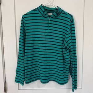 LL Bean XL Teal and Navy Striped Pullover